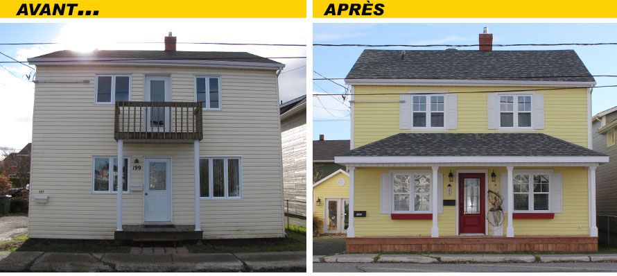 Façade avec galerie et toit